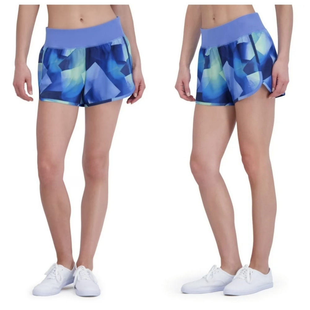 Reebok Evolution Athletic Short Periwinkle Blue Geometric Activewear Women Small